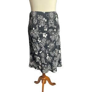 Apostrophe Skirt Womens XL Black White Floral A-Line Knee Length Lined Girly